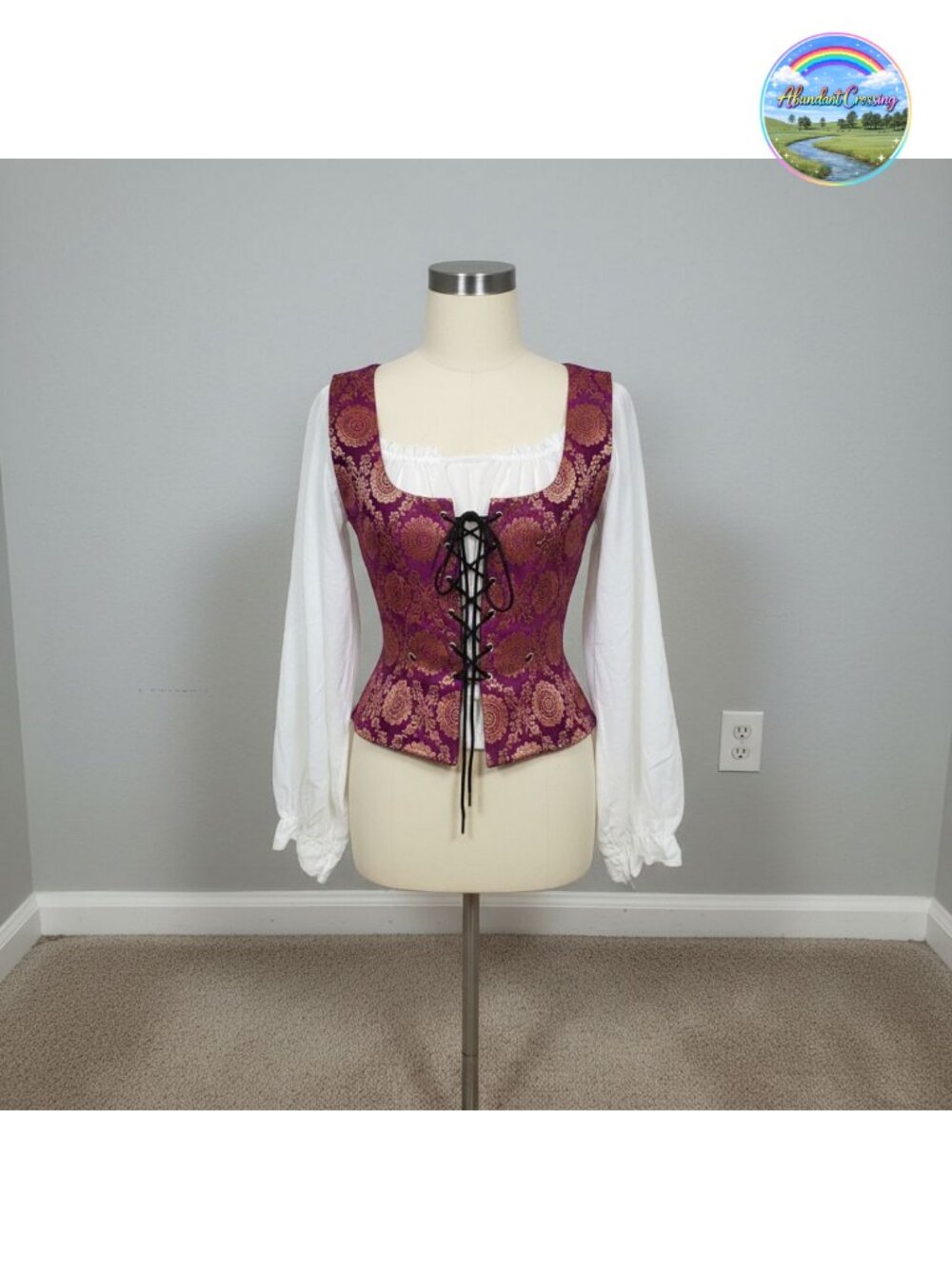 Reversible Renaissance Pirate Corset Bodice Costume Top Rayon